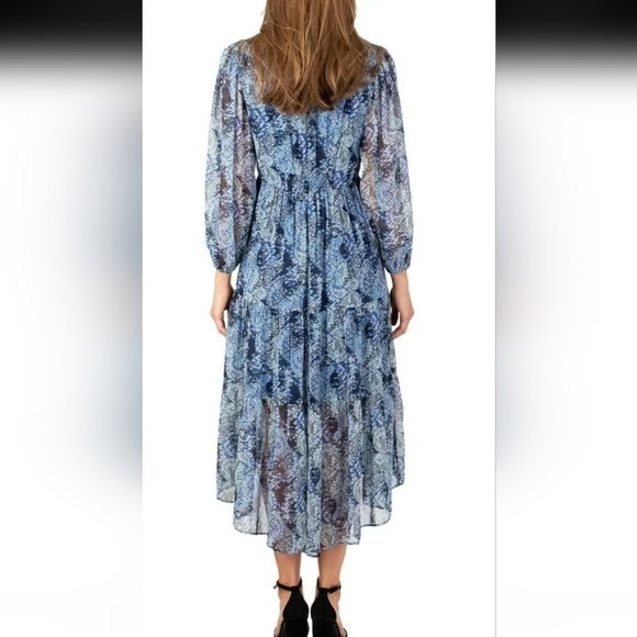 NWT Joie Blue Parisian Paisley Chiffon Tiered Midi Dress Size M - Picture 2 of 12